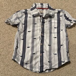 Nautical Whales Short Sleeve Button Down Shirt